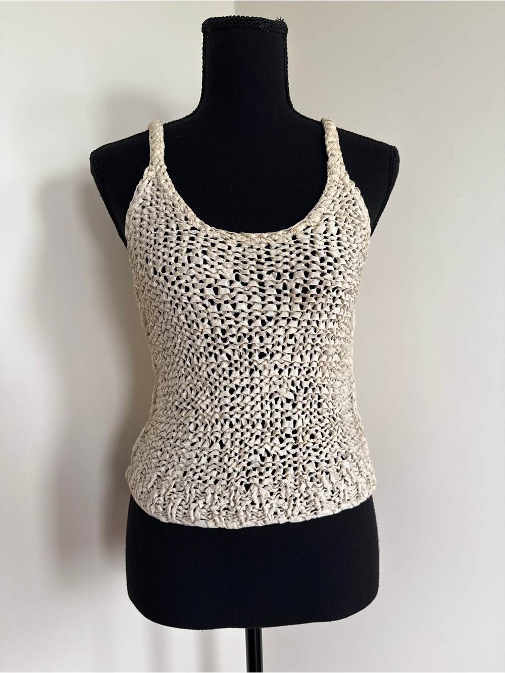 Handwoven Cream Crochet Knit Tank Top | One of a Kind - Picture 5 of 7
